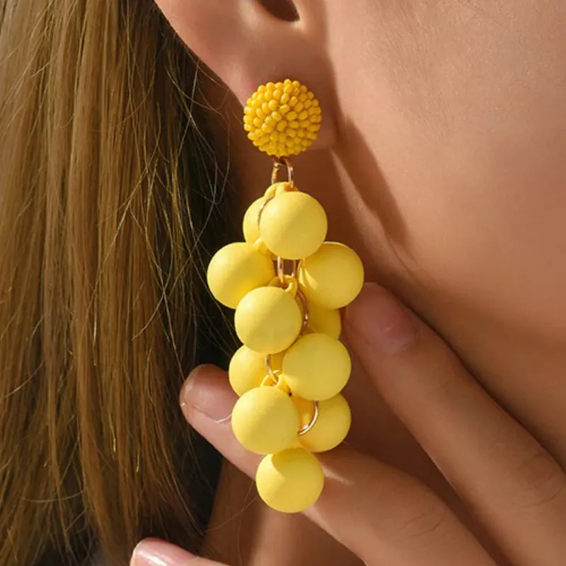 Boho-style Party and Fun Round Beaded Statement Earrings