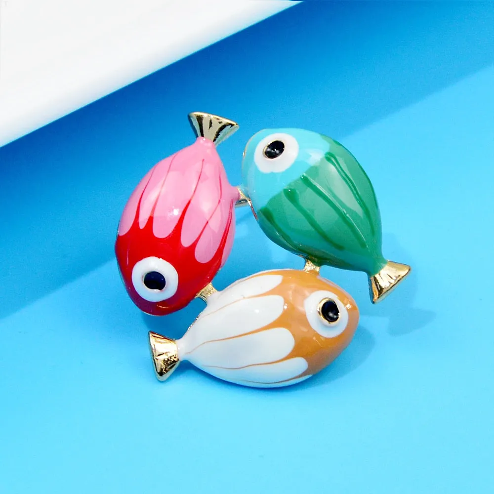 Colorful Enamel Small Fish Brooches For Women