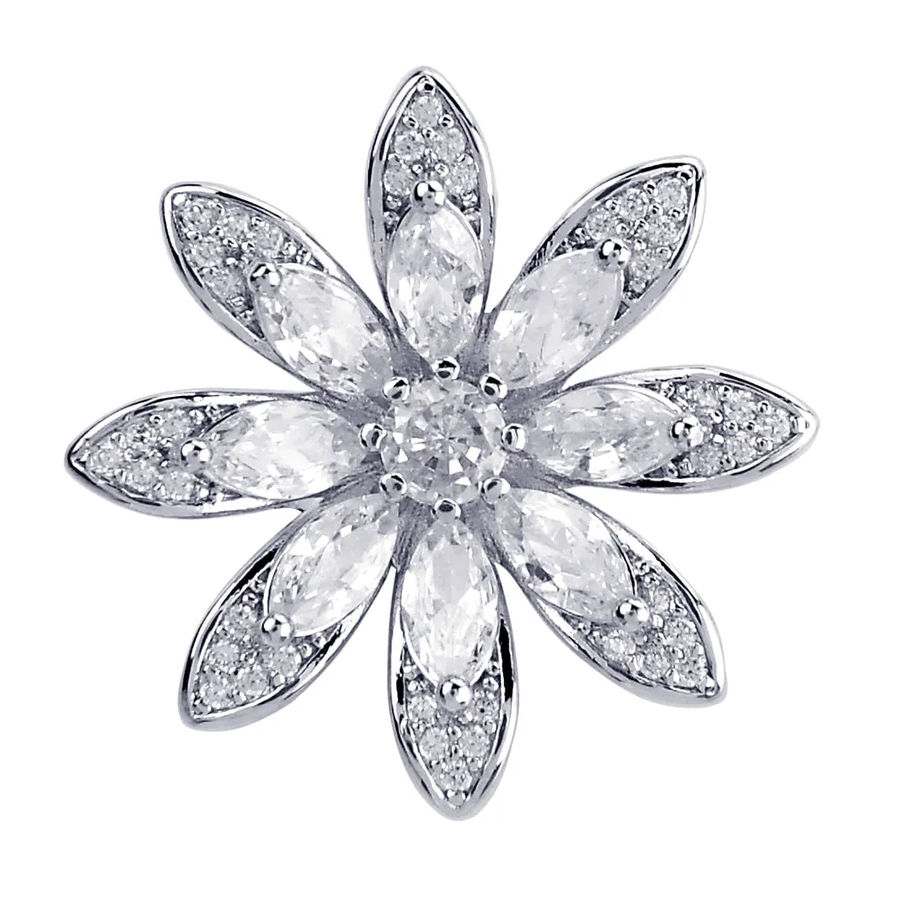 Cubic Zirconia Flower Collor Pin Brooches For Women And Men
