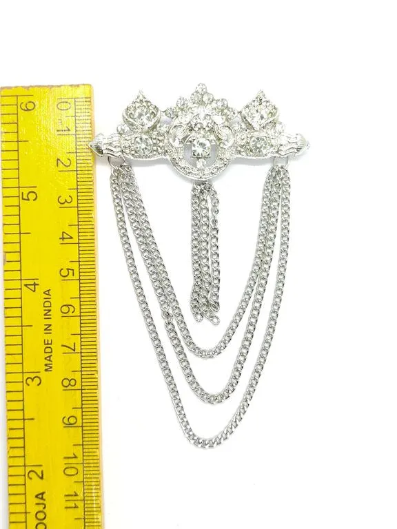 White Silver Designer Brooch